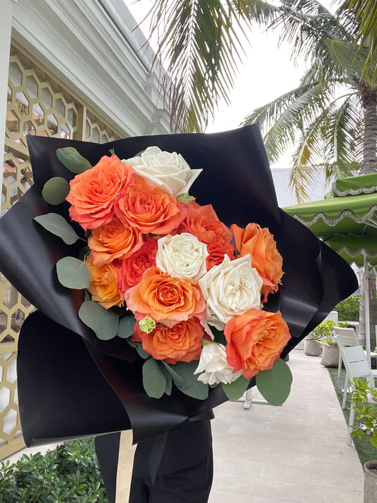 Peach sunset Mix of flowers bouquet
