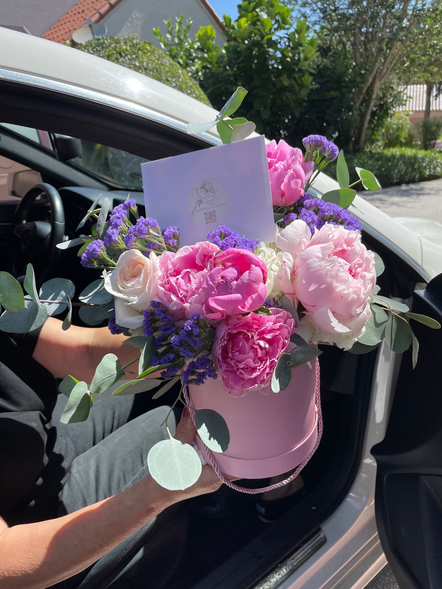Shades of pink flower box