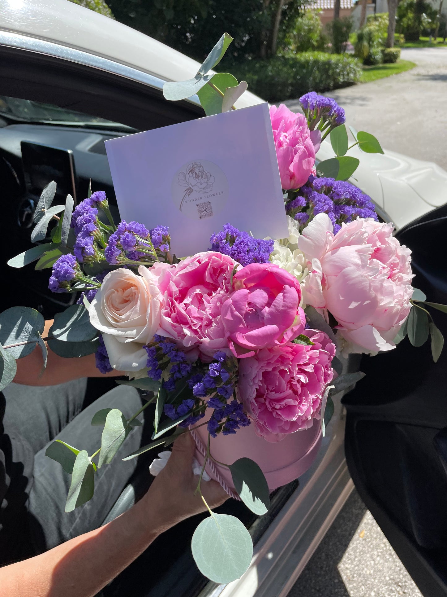 Shades of pink flower box