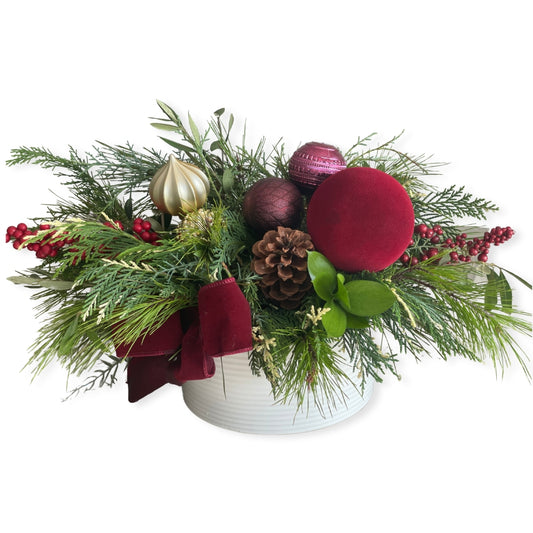 Burgundy Bliss Christmas Centerpiece