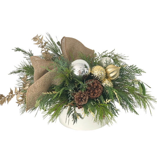 Golden Frost Holiday Centerpiece