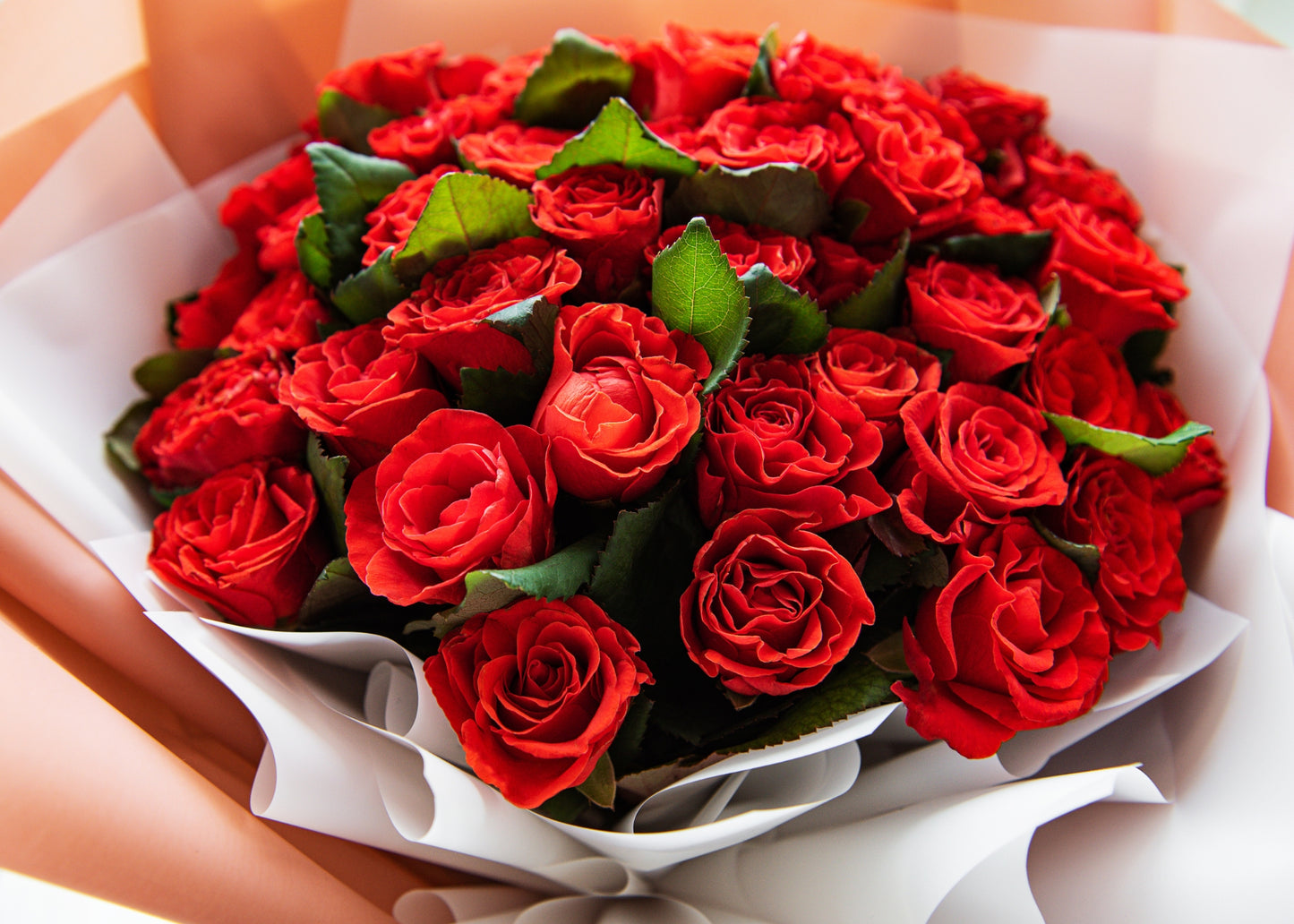 50 Red Roses European bouquet